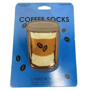 Living Royal Crew Socks Coffee Beans and Cup Novelty Fancy Brown One Size Unisex
